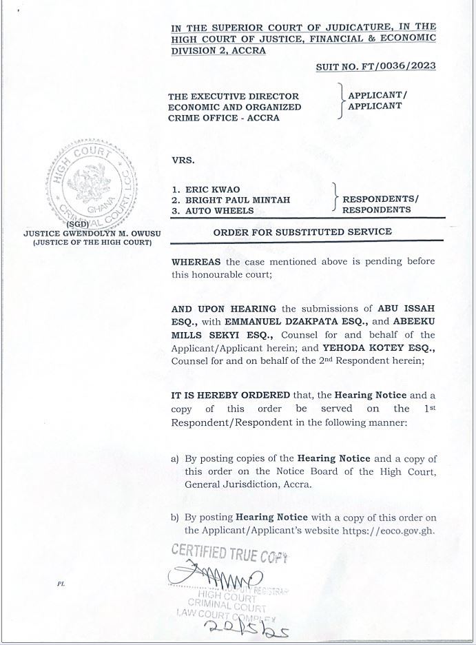 order for substituted service eoco vs auto wheels