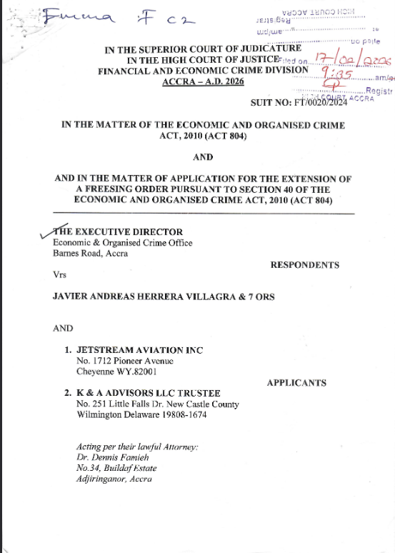 FREEZING ORDER EOCO VRS. JANVIER ANDREAS HERRERA VILLAGRA