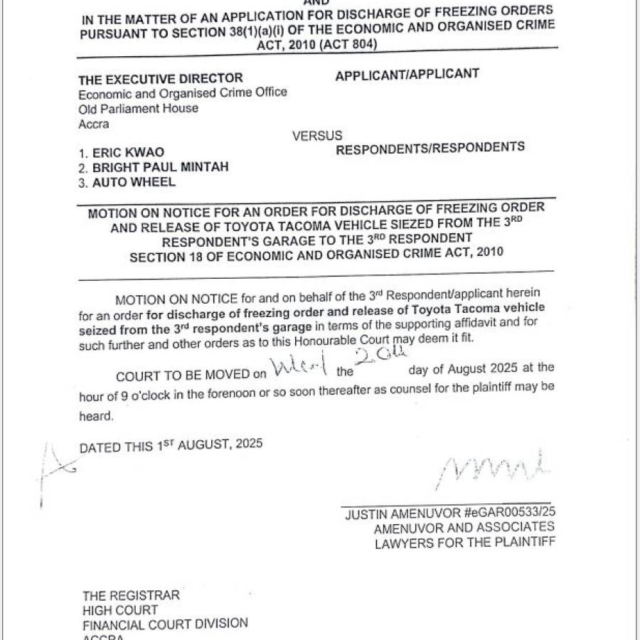 ORDER FOR SUBSTITUTED SERVICE (EOCO VRS ERIC KWAO AND OTHERS)