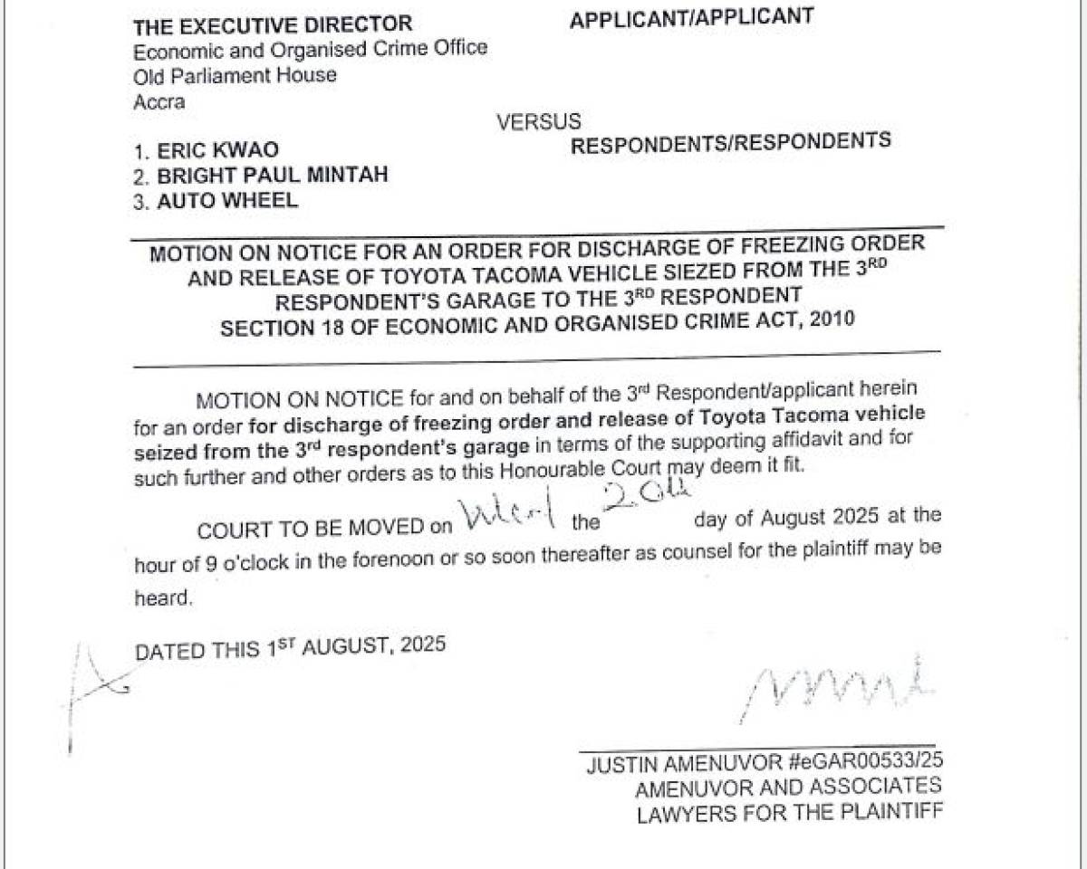 ORDER FOR SUBSTITUTED SERVICE (EOCO VRS ERIC KWAO AND OTHERS)