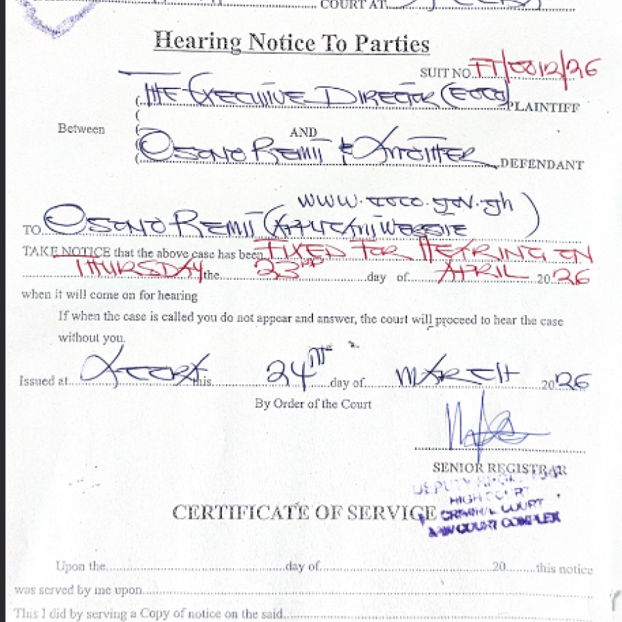 HEARING NOTICE TO PARTIES (EOCO VRS. OSONO REMIT AND OTHERS)